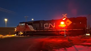 CN 5668 Leads a Train onto the Coronado Subdivision in the dark  Edmonton AB [upl. by Ociredef187]