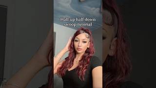 Half up half down with swoop tutorial halfuphalfdownhairstyle wavyhair redhair swoop [upl. by Kingdon]