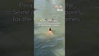 People were seen swimming in the Seine river as Paris prepares for the Olympics … [upl. by Ingold]