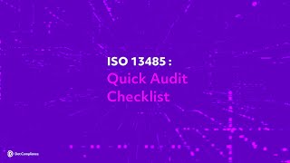 ISO 13485 Quick Audit Checklist [upl. by Hogarth]