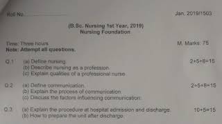 Nursing FoundationBsc Nursing 1st Year Previous Question Paper 2019 [upl. by Swigart938]