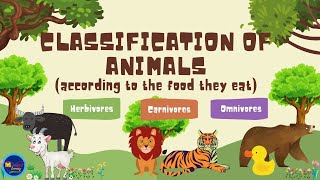 CLASSIFICATION OF ANIMALS ACCORDING TO THE FOOD THEY EAT HERBIVORES CARNIVORES AND OMNIVORES [upl. by Ardnekan]