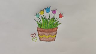 How to draw a beautiful plant  plant drawing [upl. by Haliled]