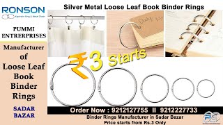 Silver Metal Loose Leaf Book Binder Rings Starts from ₹3  Binder Rings Manufacturer and wholesaler [upl. by Aidiruy]