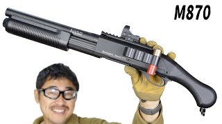 ショットガン M870 ソードオフ エアガン 3発同時発射 エアコキ CYMA CM357 マック堺 エアガンレビュー [upl. by Detta]