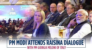 PM Modi attends Raisina Dialogue with PM Giorgia Meloni of Italy [upl. by Mungam193]