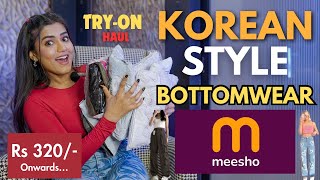 Trendy KOREAN BOTTOMS from MEESHO  Loosefit  Baggy jeans  Cargo  Tryon  Honest Review gimaashi [upl. by Alodi707]