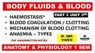 Hemostasis  Blood Coagulation  Blood Clotting  Anemia  Part 3 Unit 3  Anatomy and Physiology [upl. by Libre159]