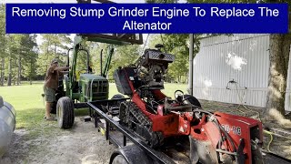 Pulling the engine off the SG 30 stump grinder to replace the alternator [upl. by Ikoek240]