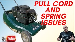 How to fix a Lawnmower pull cord and spring [upl. by Ahsiekam]