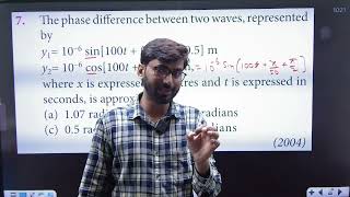 The phase difference between waves  represented by   Where x is [upl. by Roxine]