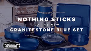 Nothing Sticks To The New Granitestone Blue Cookware Set [upl. by Ahrens]