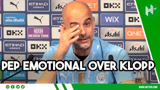 Pep CLOSE TO TEARS in response to Klopp’s praise after winning fourth title in a row [upl. by Dranek500]