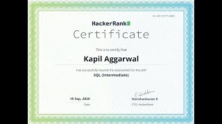 SQL Intermediate Certification Skills Test on Hackerrank Detailed SOLUTION [upl. by Danna]