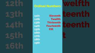 Learn Ordinal Numbers 1119  English Vocabulary Lesson [upl. by Airotcivairam]