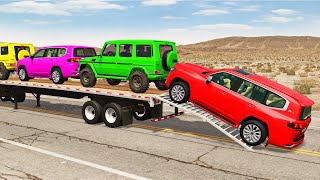 Flatbed Truck Mcqueen  Transportation with Truck  Pothole vs Car 188  BeamNGDrive [upl. by Nawor]