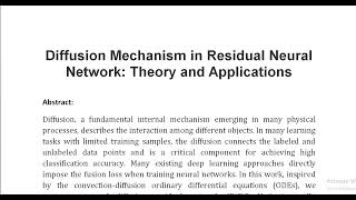 Diffusion Mechanism in Residual Neural Network Theory and Applications [upl. by Salangia]