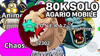 AGARIO MOBILE INTENSE 80K SOLO Agario Mobile Gameplay [upl. by Iadrahs424]