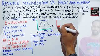 Revenue maximization vs Profit maximization numerical [upl. by Yrtua]