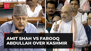 Amit Shah vs Farooq Abdullah in Lok Sabha over talk to Pakistan and Article 370 in Kashmir [upl. by Nehr636]