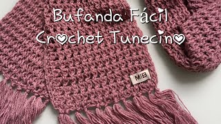 Bufanda Facil Crochet Tunecino [upl. by Annwahs]