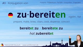 Konjugation Verb „zubereiten“ regelm hat  alle Zeitformen Lernvideo Tutorial [upl. by Fredericka]