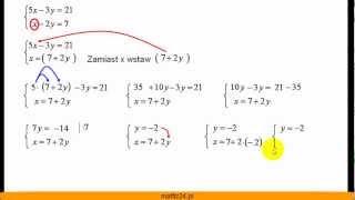 Metoda podstawiania  Rozwiąż układ równań  Matfiz24pl [upl. by Kristine]