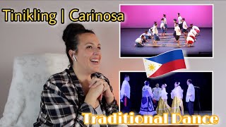 FILIPINO Tinikling And Carinosa Traditional DANCE  REACTION  WOW 😱 [upl. by Yenruoc]