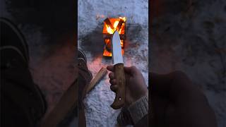 Using the HELLE NORD Knife to Light the Stove🔥 bushcraft camping [upl. by Nomal]