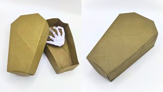 Spooky Halloween Surprise Inside THIS Origami Coffin  Paper coffin tutorial [upl. by Amzu]