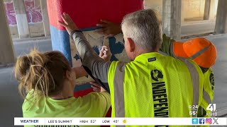 Sheffield neighborhood volunteers spruce up paint clean up litter at 9th amp Hardesty underpass mural [upl. by Tobye]