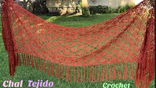 😍Chal Rectangular Tejido a Ganchillo Paso a Paso [upl. by Necyla]