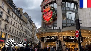 🇫🇷🎄【4K】Paris Winter Walk  Rue de Rivoli December 2020 [upl. by Zerdna]