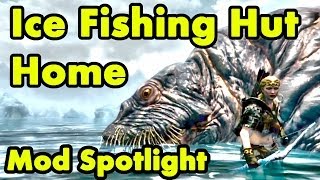 Skyrim House Mod Ice Fishing Hut Review Commentary Player Home [upl. by Boyer472]