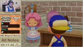 Harvest Moon Magical Melody  All Notes speedrun in 84800 [upl. by Yung437]