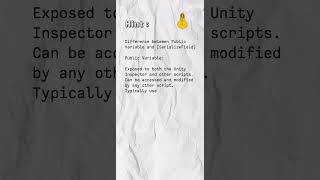 Difference between Public Variable and SerializeField  Unity3d Tips amp Tricks [upl. by Obrien]