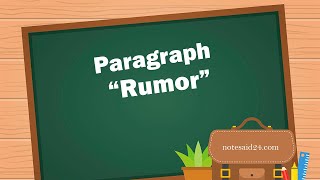 Paragraph On Rumor  Rumor  Rumor Paragraph For All Classes Students [upl. by Cori702]