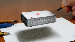 3D Trick Art on Paper Try to do Floating Cards [upl. by Tiphany82]