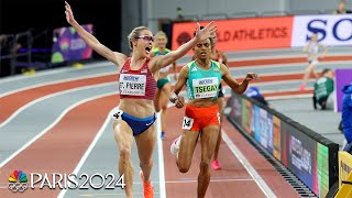 Elle St Pierre makes US history with late charge to win 3000m title at Indoor Worlds  NBC Sports [upl. by Nariko]