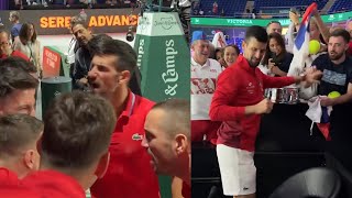 Djokovics Emotional Celebration with His Teammates and Fans after Reaching the Davis Cup Semifinals [upl. by Talia672]