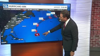 Hurricane Kirk upgrades to Category 4 [upl. by Neesay398]