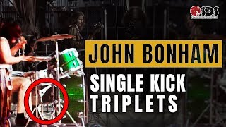 John Bonham Single Bass Drum Triplets  John Bonham Drum Lesson [upl. by Nyrok]