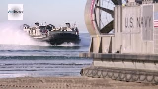 US Navy Gigantic Hovercraft LCAC Beach Landing [upl. by Bandeen556]