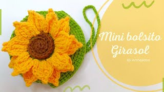 Impresionante patrón 3D GIRASOL 🌻 MINI BOLSITO 👛 A Crochet 🧶Super Fácil y rápido Paso a paso [upl. by Waite257]