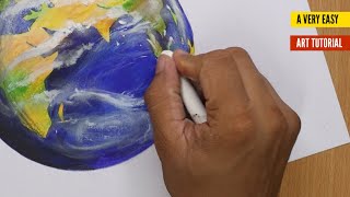 The Earth  A Drawing and coloring art tutorial  A very simple art video Helpful for students [upl. by Destinee72]