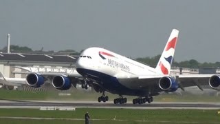 British Airways First A380 GXLEA  First Takeoff  Hamburg Finkenwerder [upl. by Trilbee312]