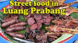 Lao Food Street Food Luang Prabang Laos อาหารข้างทางหลวงพระบาง ลาว [upl. by Imarej]