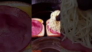 Spaghetti Grilled Ham Sausage and Cheese Sandwiches shorts grilledhamandcheese [upl. by Utta]