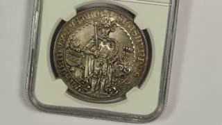 1486 Austria Guldiner Silver Thaler NGC MS67 1953 Restrike First Dollar Sized Coin [upl. by Arliene]