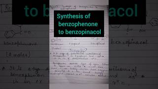 synthesis of Benzophenone to benzopinacol notesmsc handmade shortvideo [upl. by Ayanet]